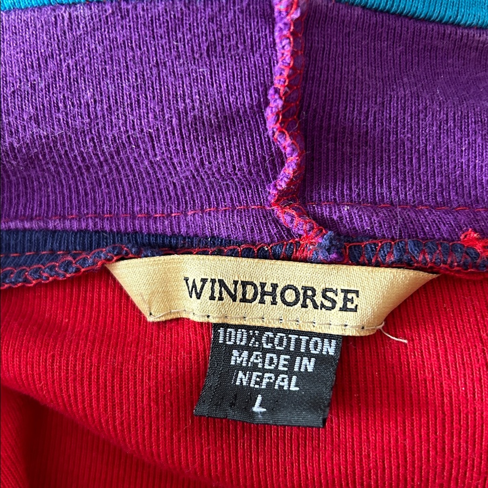 Windhorse Multicolor Patchwork Hoodie Zip Handcra… - image 15